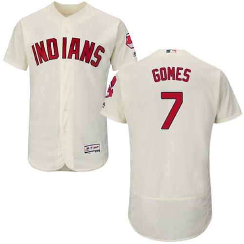 Indians #7 Yan Gomes Cream Flexbase Authentic Collection Stitched MLB Jersey